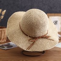 Women's Simple Style Bow Knot Braid Wide Eaves Straw Hat sku image 2