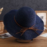 Women's Simple Style Bow Knot Braid Wide Eaves Straw Hat sku image 6