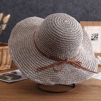 Women's Simple Style Bow Knot Braid Wide Eaves Straw Hat sku image 4