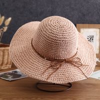 Women's Simple Style Bow Knot Braid Wide Eaves Straw Hat sku image 3