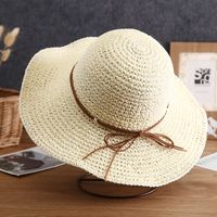 Women's Simple Style Bow Knot Braid Wide Eaves Straw Hat sku image 7