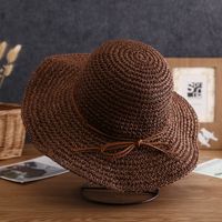 Women's Simple Style Bow Knot Braid Wide Eaves Straw Hat sku image 5