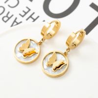 1 Pair Fashion Butterfly Polishing Plating Inlay Titanium Steel Shell Zircon Gold Plated Drop Earrings main image 7