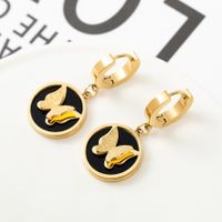 1 Pair Fashion Butterfly Polishing Plating Inlay Titanium Steel Shell Zircon Gold Plated Drop Earrings main image 2