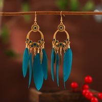 1 Pair Ethnic Style Feather Alloy Plating Women's Drop Earrings main image 5