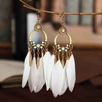 1 Pair Ethnic Style Feather Alloy Plating Women's Drop Earrings sku image 4