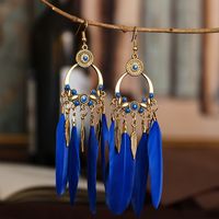 1 Pair Ethnic Style Feather Alloy Plating Women's Drop Earrings sku image 6