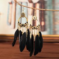 1 Pair Ethnic Style Feather Alloy Plating Women's Drop Earrings sku image 3
