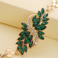 Fashion S Shape Leaf Alloy Inlay Crystal Women's Bracelets 1 Piece main image 4