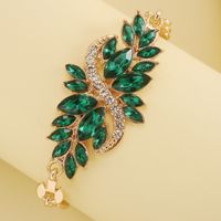 Fashion S Shape Leaf Alloy Inlay Crystal Women's Bracelets 1 Piece main image 2