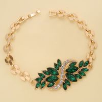 Fashion S Shape Leaf Alloy Inlay Crystal Women's Bracelets 1 Piece main image 3