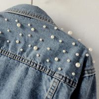 Women's Fashion Solid Color Beaded Single Breasted Coat Denim Jacket main image 2