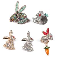 Retro Rabbit Carrot Alloy Enamel Artificial Rhinestones Women's Brooches main image 1