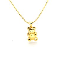 Fashion Bear Copper Inlay Artificial Diamond Pendant Necklace 1 Piece main image 3