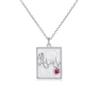 Fashion Heart Shape Sterling Silver Inlay Artificial Gemstones Pendant Necklace 1 Piece sku image 1