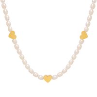 Sweet Heart Shape Pearl Titanium Steel Plating Necklace main image 3