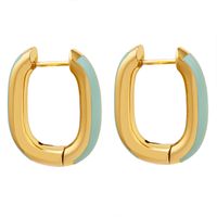 Fashion Round Titanium Steel Enamel Earrings 1 Pair main image 4