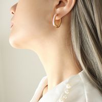 Fashion Round Titanium Steel Enamel Earrings 1 Pair main image 2