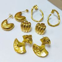 Fashion Geometric Titanium Steel Gold Plated Earrings 1 Pair main image 1