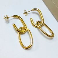 Fashion Geometric Titanium Steel Gold Plated Earrings 1 Pair main image 3