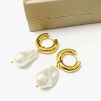 Fashion Geometric Stainless Steel Gold Plated Artificial Pearls Drop Earrings 1 Pair main image 6