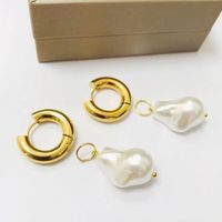 Fashion Geometric Stainless Steel Gold Plated Artificial Pearls Drop Earrings 1 Pair main image 4