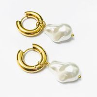 Fashion Geometric Stainless Steel Gold Plated Artificial Pearls Drop Earrings 1 Pair main image 2