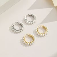 Mode U-form Kupfer Inlay Künstliche Perlen Reif Ohrringe 1 Paar main image 1