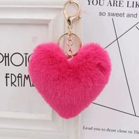 Cute Heart Shape Plush Flocking Keychain sku image 17