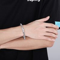 Hip-hop Solid Color Stainless Steel Plating Bangle 1 Piece main image 5