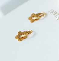 1 Pair Fashion Flower Gold Plated Titanium Steel Drop Earrings main image 6