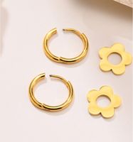 1 Pair Fashion Flower Gold Plated Titanium Steel Drop Earrings main image 4