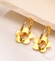 1 Pair Fashion Flower Gold Plated Titanium Steel Drop Earrings main image 1