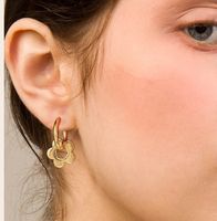 1 Pair Fashion Flower Gold Plated Titanium Steel Drop Earrings main image 2