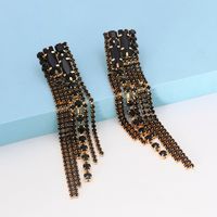 1 Pair Fashion Tassel Alloy Inlay Artificial Rhinestones Women's Drop Earrings main image 4