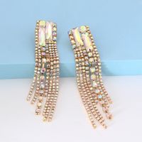 1 Pair Fashion Tassel Alloy Inlay Artificial Rhinestones Women's Drop Earrings main image 3