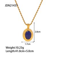 Fashion Oval Stainless Steel Plating Gem Pendant Necklace 1 Piece main image 2