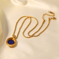 Fashion Oval Stainless Steel Plating Gem Pendant Necklace 1 Piece main image 5