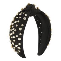 Sweet Solid Color Knot Cloth Inlay Rhinestones Hair Band 1 Piece main image 4