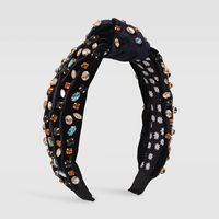 Fashion Solid Color Cloth Inlay Artificial Gemstones Hair Band 1 Piece sku image 6