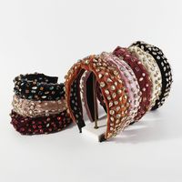 Fashion Solid Color Cloth Inlay Artificial Gemstones Hair Band 1 Piece main image 2