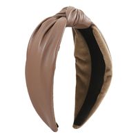 Fashion Solid Color Pu Leather Flannel Hair Band 1 Piece sku image 2