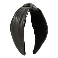 Fashion Solid Color Pu Leather Flannel Hair Band 1 Piece sku image 1
