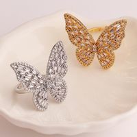 Fashion Butterfly Copper Inlaid Zircon Rings 1 Piece main image 4