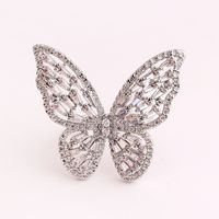 Fashion Butterfly Copper Inlaid Zircon Rings 1 Piece sku image 2