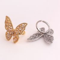 Fashion Butterfly Copper Inlaid Zircon Rings 1 Piece main image 3