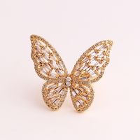 Fashion Butterfly Copper Inlaid Zircon Rings 1 Piece main image 2
