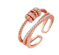 Fashion Geometric Copper Criss Cross Zircon Rings main image 5