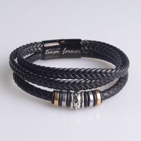 Retro Letter Pu Leather Alloy Men's Bracelets main image 1