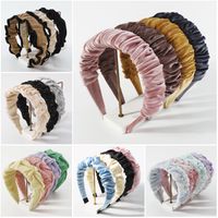Simple Style Solid Color Artificial Gemstones Cloth Pleated Hair Band 1 Piece main image 1